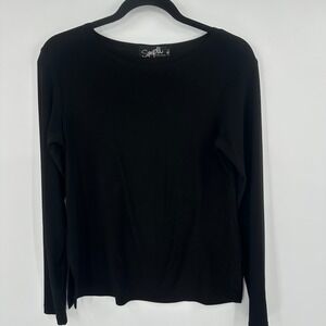 Simpli Black Long Sleeve Crew Neck Top Made in Canada Size 6